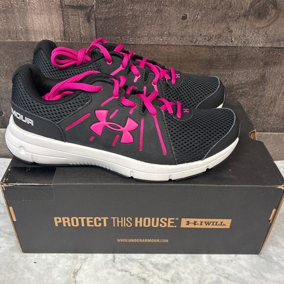 Under Armour Size 6.5 WIDE Black Pink Dash Run 2 Running Sneakers Athletic LF4 - Picture 4 of 7